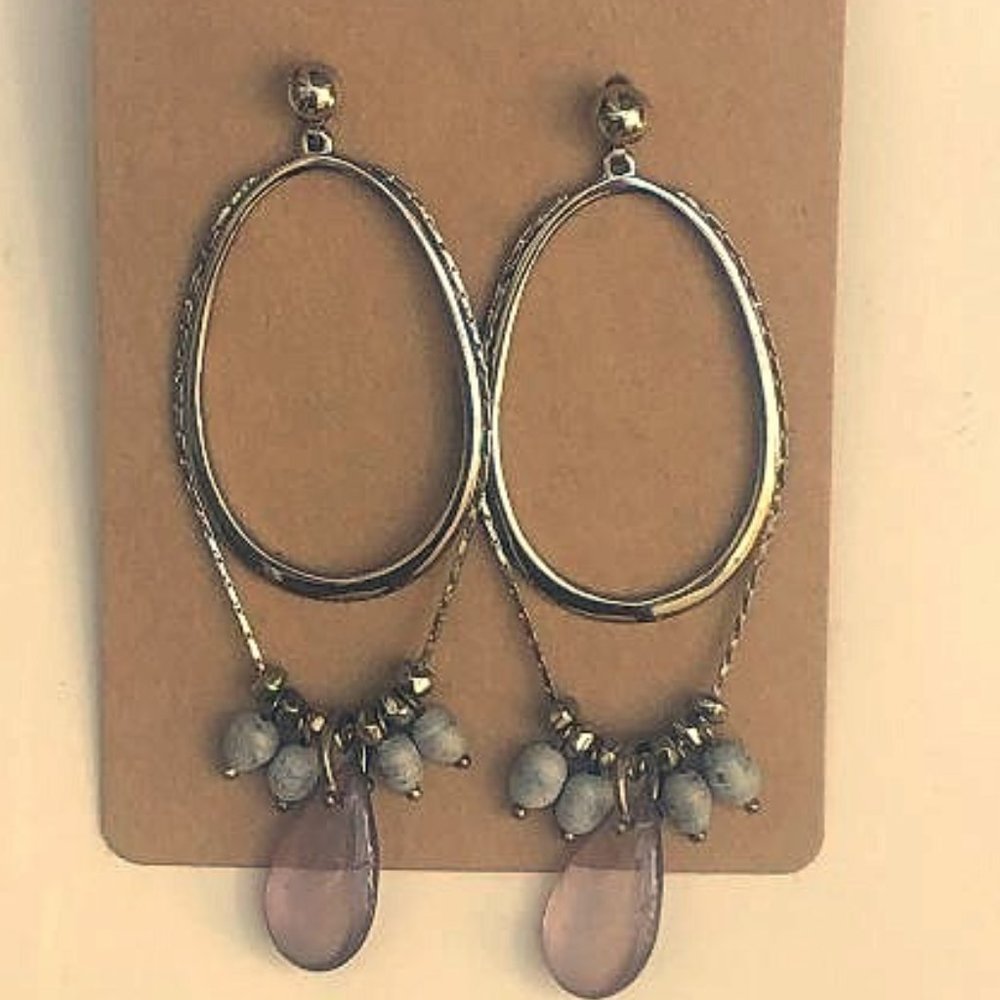 Chandelier Purple & Blue Stones Earrings